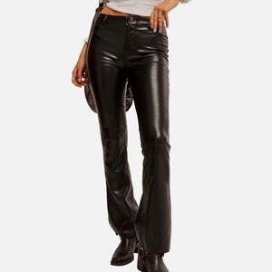 Free People Level up Faux Leather Slit Cuff Pants